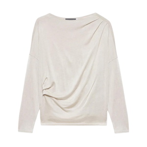 Mint Velvet Neutral Metallic Ruched Long Sleeve Top